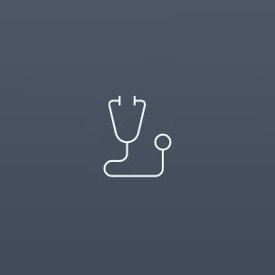 Minimalist black stethoscope icon on a light grey background, conveying a medical or healthcare theme with simplicity and clarity.