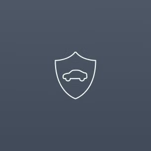 Outline of a car inside a shield symbol on a plain light grey background, suggesting concepts of vehicle protection or insurance. Minimalist design.